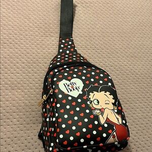 Betty Boop Black and Red Heart Sling Bag